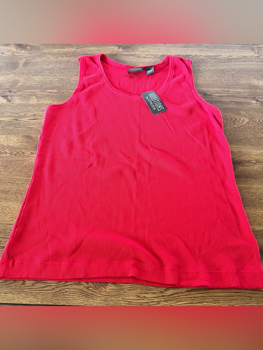 Womens NWT Additions By Chico’s Red Ribbed Tank Top